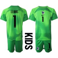 Maglie da calcio Francia Hugo Lloris #1 Portiere Seconda Maglia Bambino Mondiali 2022 Manica Corta (+ Pantaloni corti)